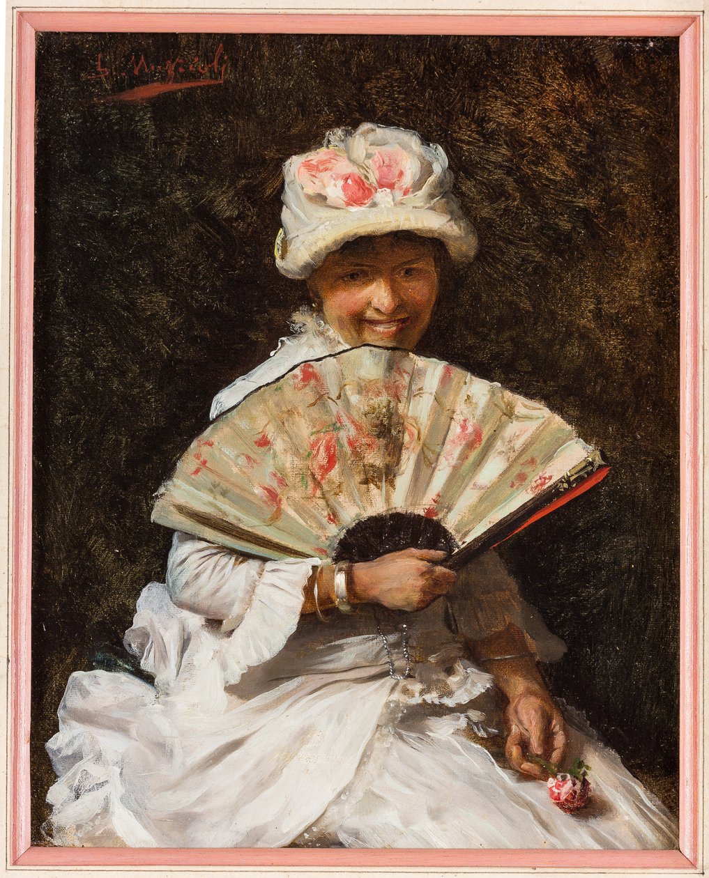Dame avec éventail - Giovanni Muzzioli
