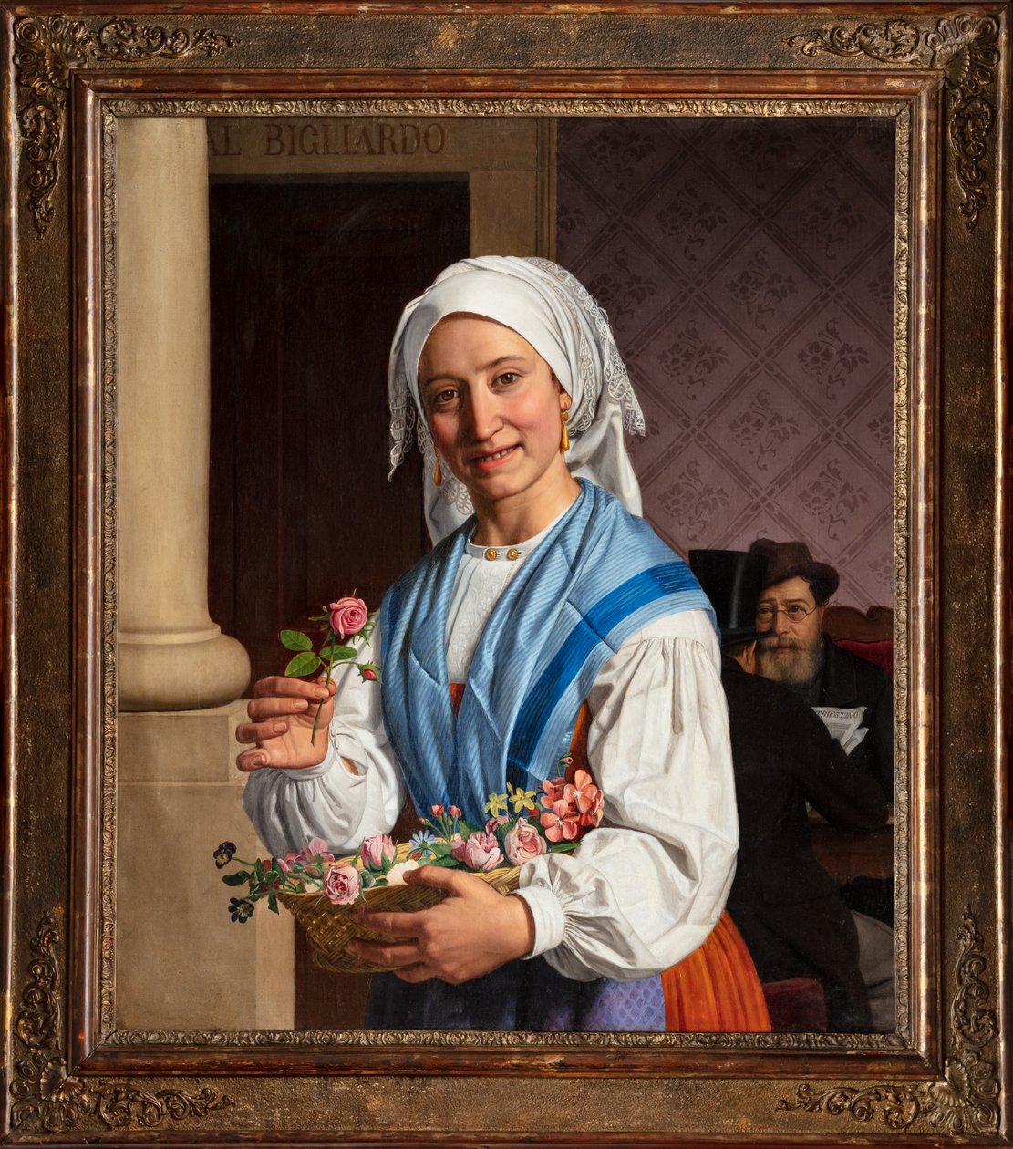 Fille avec un panier, dans la salle de billard - Giovanni Pagliarini