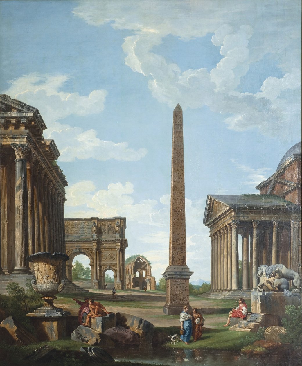 Un capriccio avec des ruines romaines et une scène de la vie de Bélisaire - Giovanni Paolo Pannini