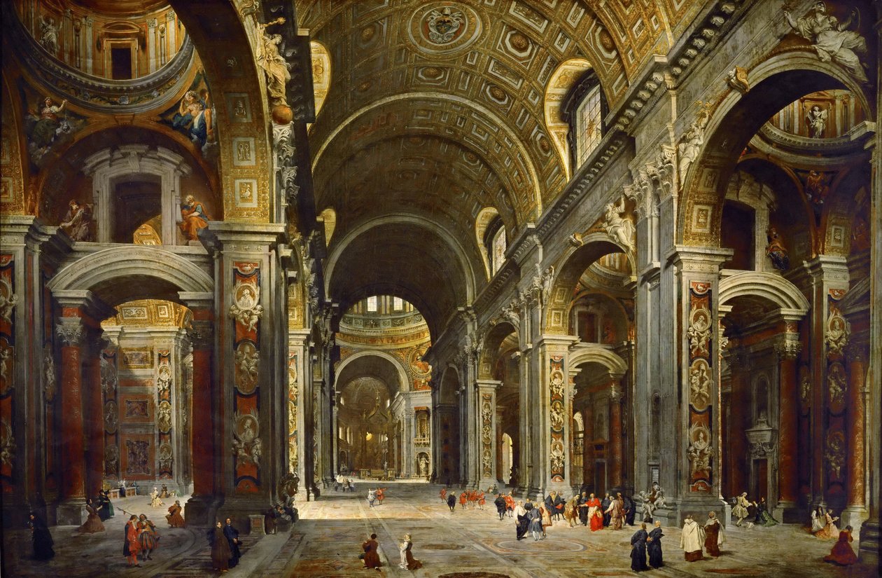 Cardinal Melchior de Polignac visitant la basilique Saint-Pierre à Rome - Giovanni Paolo Pannini