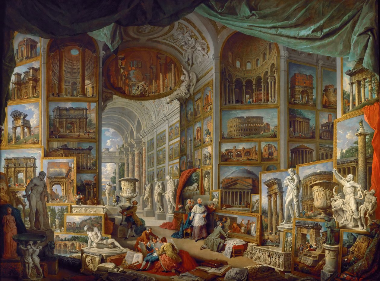 Galerie de tableaux avec vues de la Rome antique - Giovanni Paolo Pannini