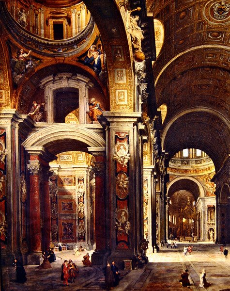 Le cardinal Melchior de Polignac visitant Saint-Pierre à Rome, 1730 - Giovanni Paolo Pannini