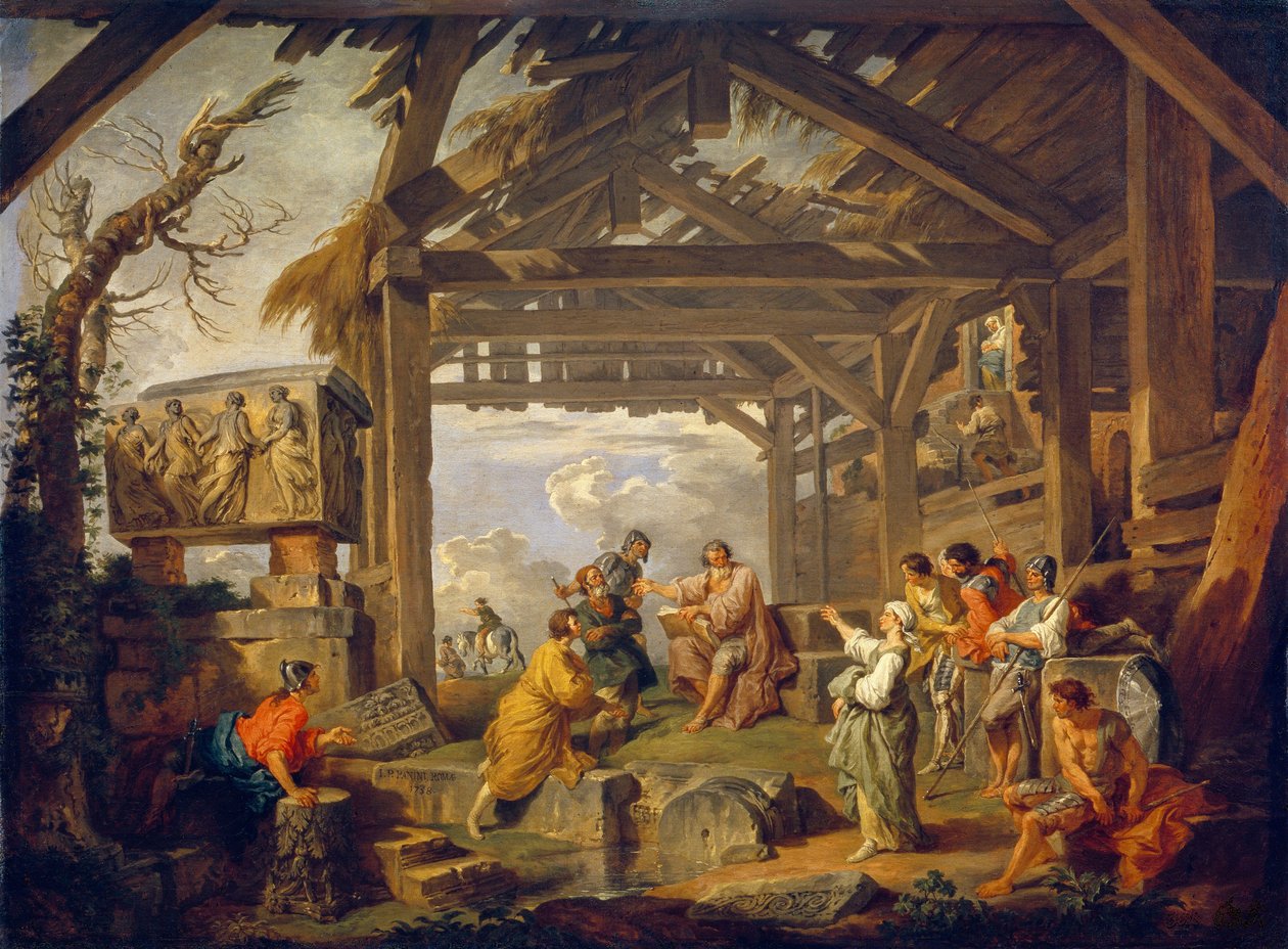 La sibylle de Cumes prophétisant la naissance du Christ. - Giovanni Paolo Pannini