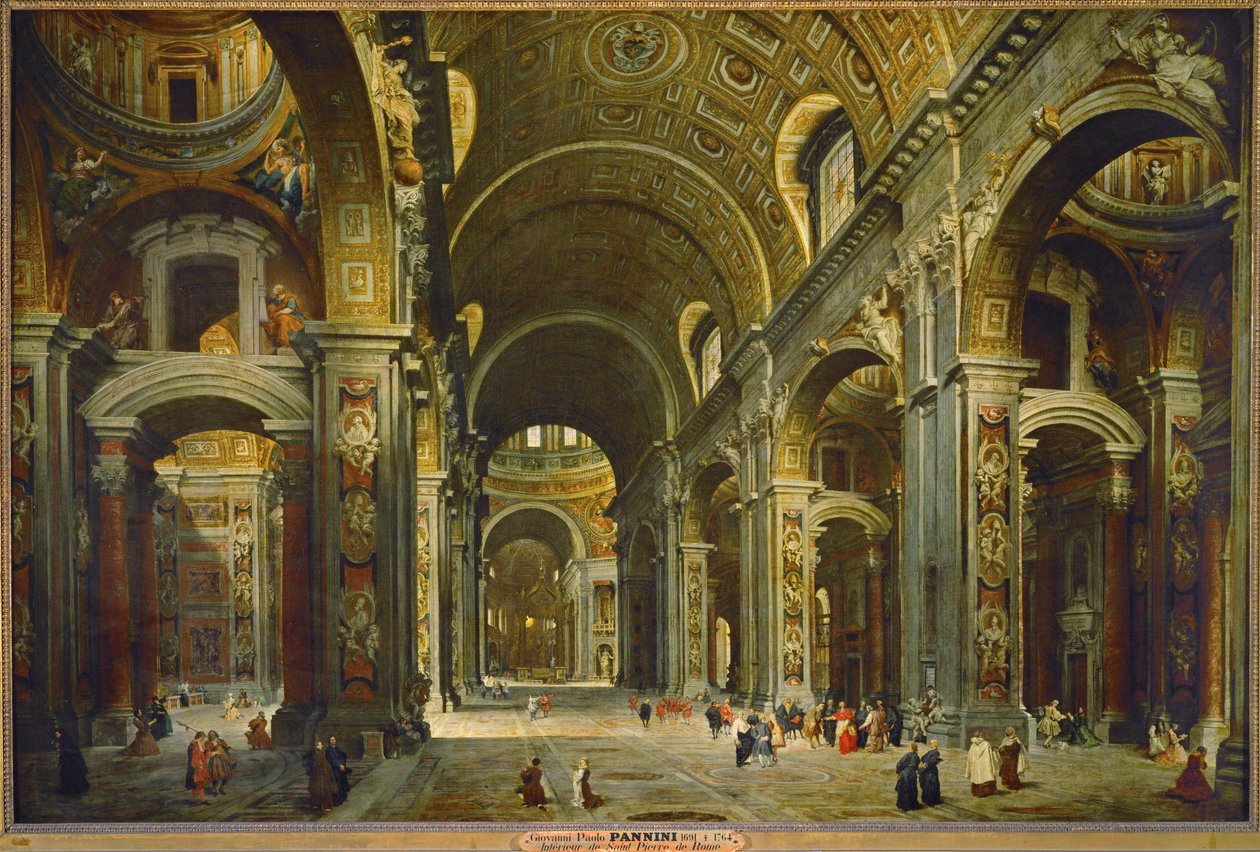 Le cardinal Melchior de Polignac visitant St. Pierre de Rome ... - Giovanni Paolo Pannini or Panini