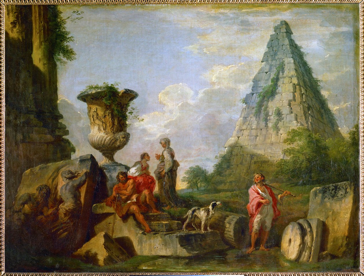 Ruines antiques avec la pyramide de Gaius Cestius … - Giovanni Paolo Pannini or Panini