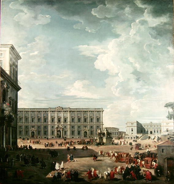 Vue de la Piazza del Quirinale, Rome - Giovanni Paolo Pannini