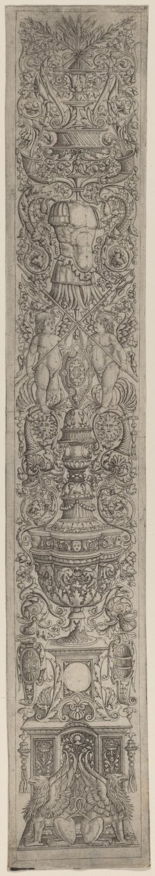Panneau ornemental : Griffons et deux cupidons croisant des hallebardes - Giovanni Pietro Birago and Zoan Andrea