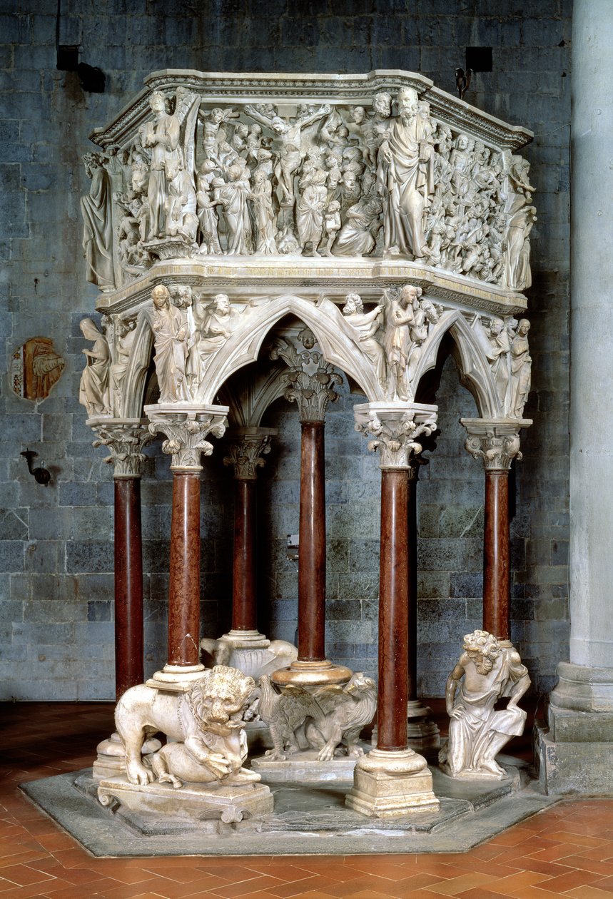Chaire hexagonale avec reliefs dramatiques, c.1297 (marbre) - Giovanni Pisano