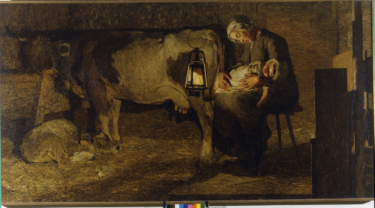 Les Deux Mères. Peinture de Giovanni Segantini (1858 - 1899). 1889. H/T, cm 157x280. Civica Galleria d