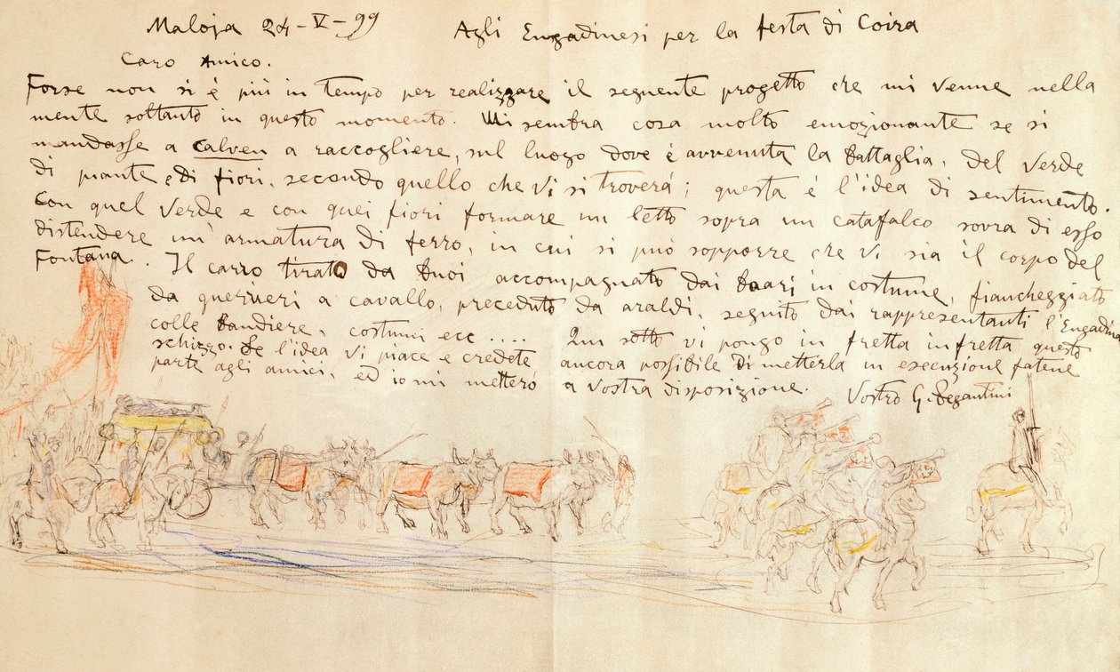 Esquisse pour la procession de la Fête de Calven Coira - Giovanni Segantini