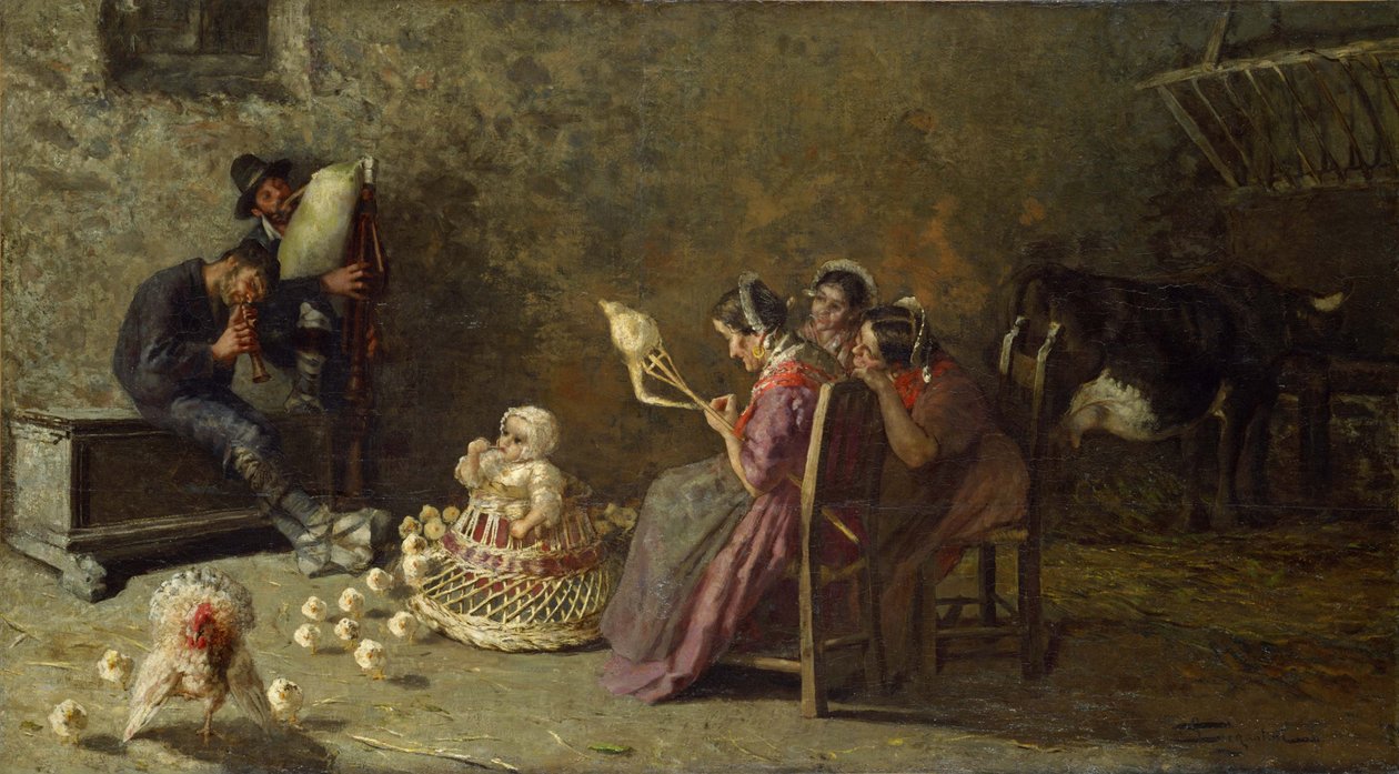 Hommes de la Brianza jouant de la flûte à vent - Giovanni Segantini