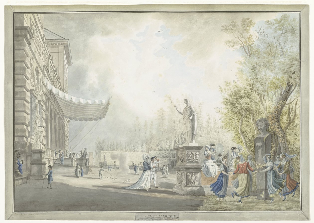 Vue de la Villa Borghese Pinciana et des jardins de la Villa Borghese à Rome - Giovanni Volpato