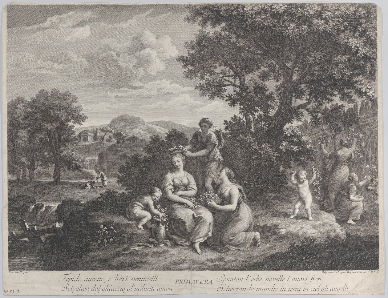Primavera, un groupe de femmes cueillant des fleurs et en faisant des couronnes, vers 1764 - Giovanni Volpato