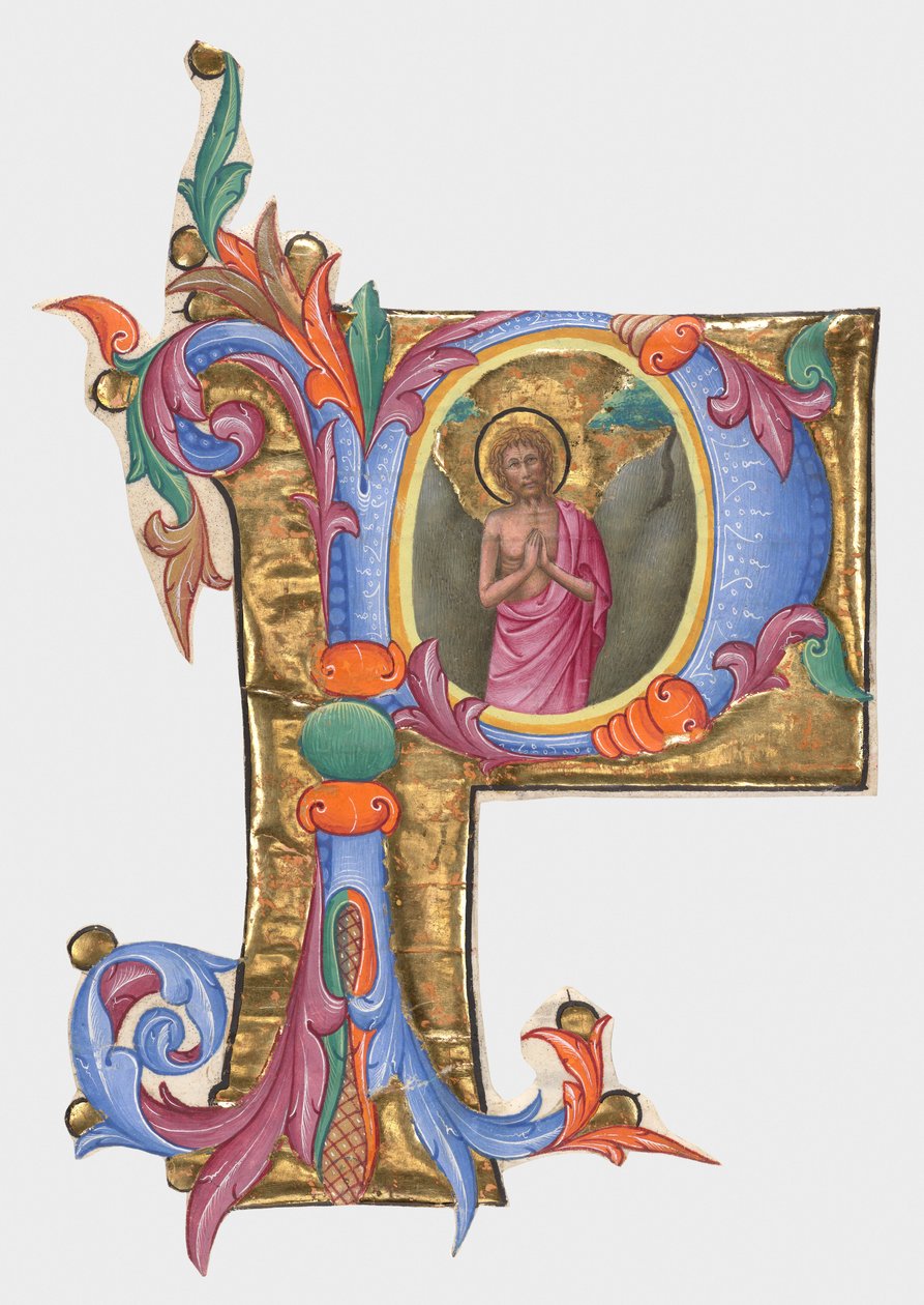 Initiale P: Johannes der Täufer, Ausschnitt aus einem Graduale - Giovanni di Paolo
