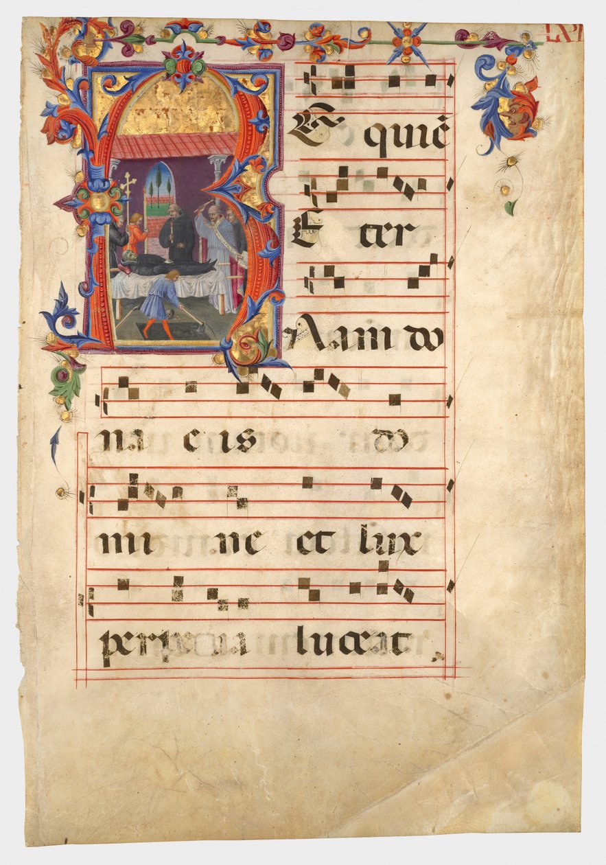 Initiale R: Eine Beerdigungsszene - Giovanni di Paolo