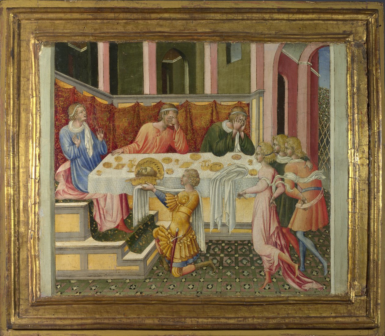 La tête de Jean-Baptiste apportée à Hérode (prédelle) - Giovanni di Paolo