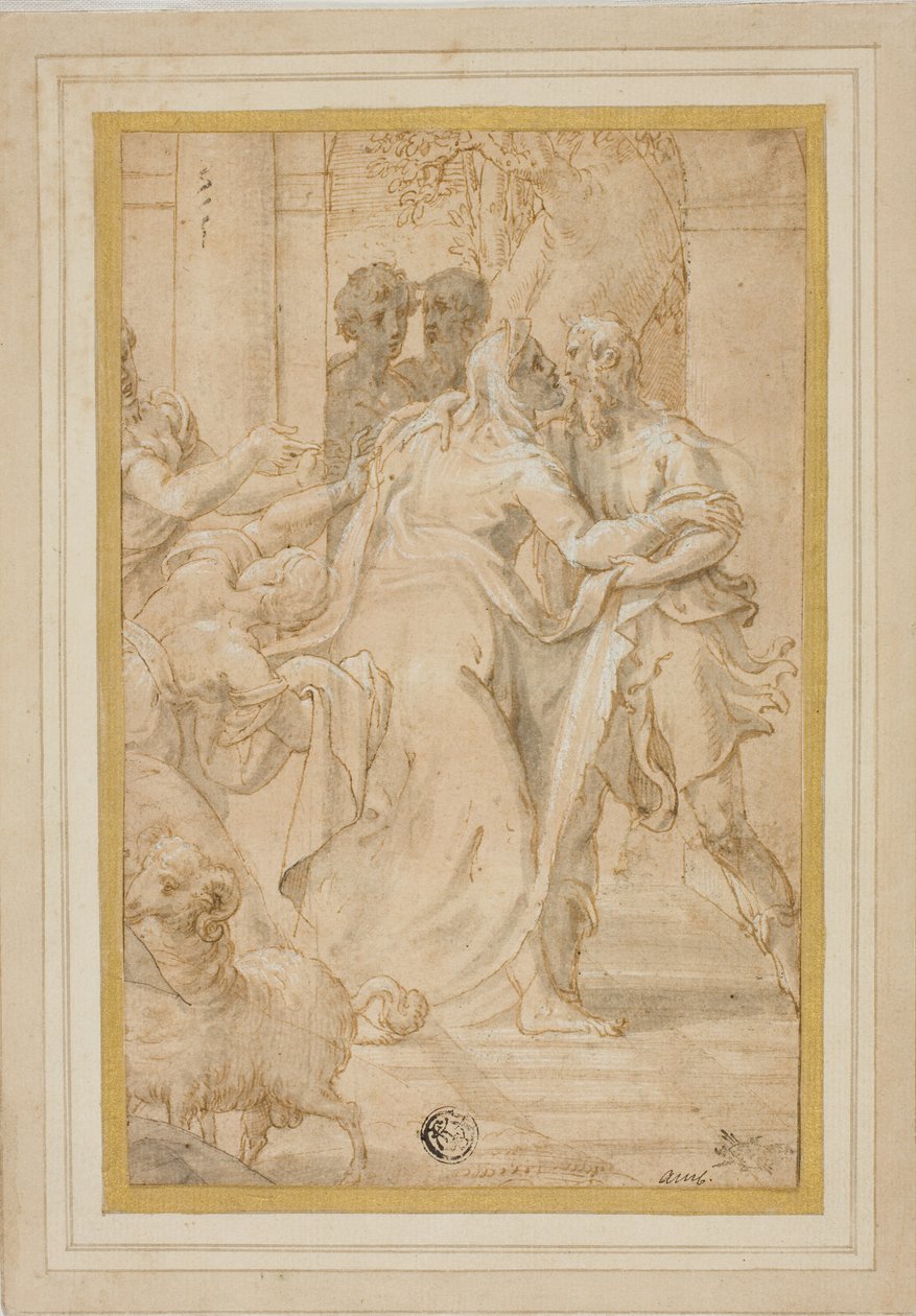 La rencontre de Joachim et Anne à la Porte Dorée - Girolamo Mazzola Bedoli