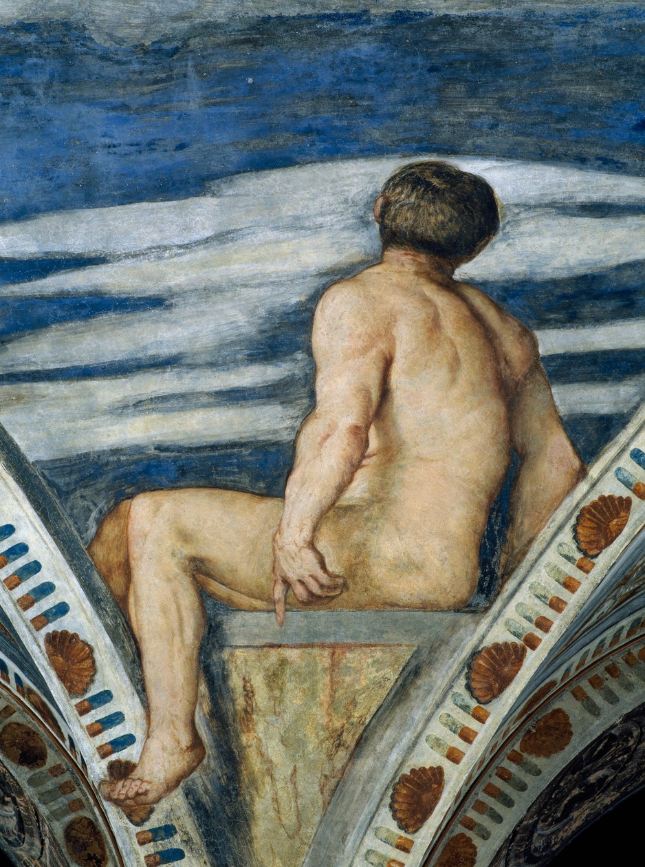 Nu masculin, détail des fresques de Girolamo Romanino (vers 1484-après 1559), commandées par Bernardo Clesio - Girolamo Romanino