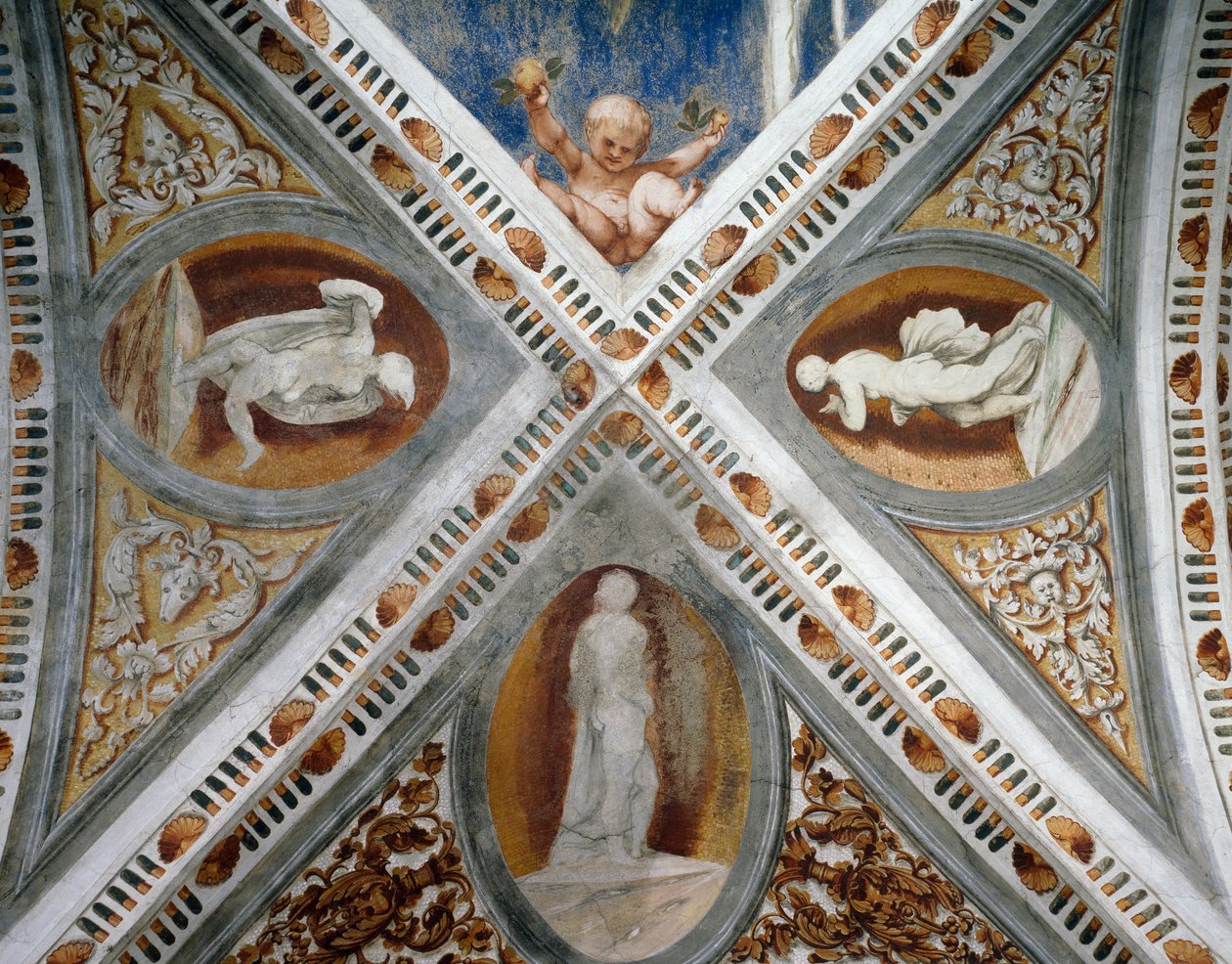 Nichoirs et statues en mosaïque (détail) - Girolamo Romanino
