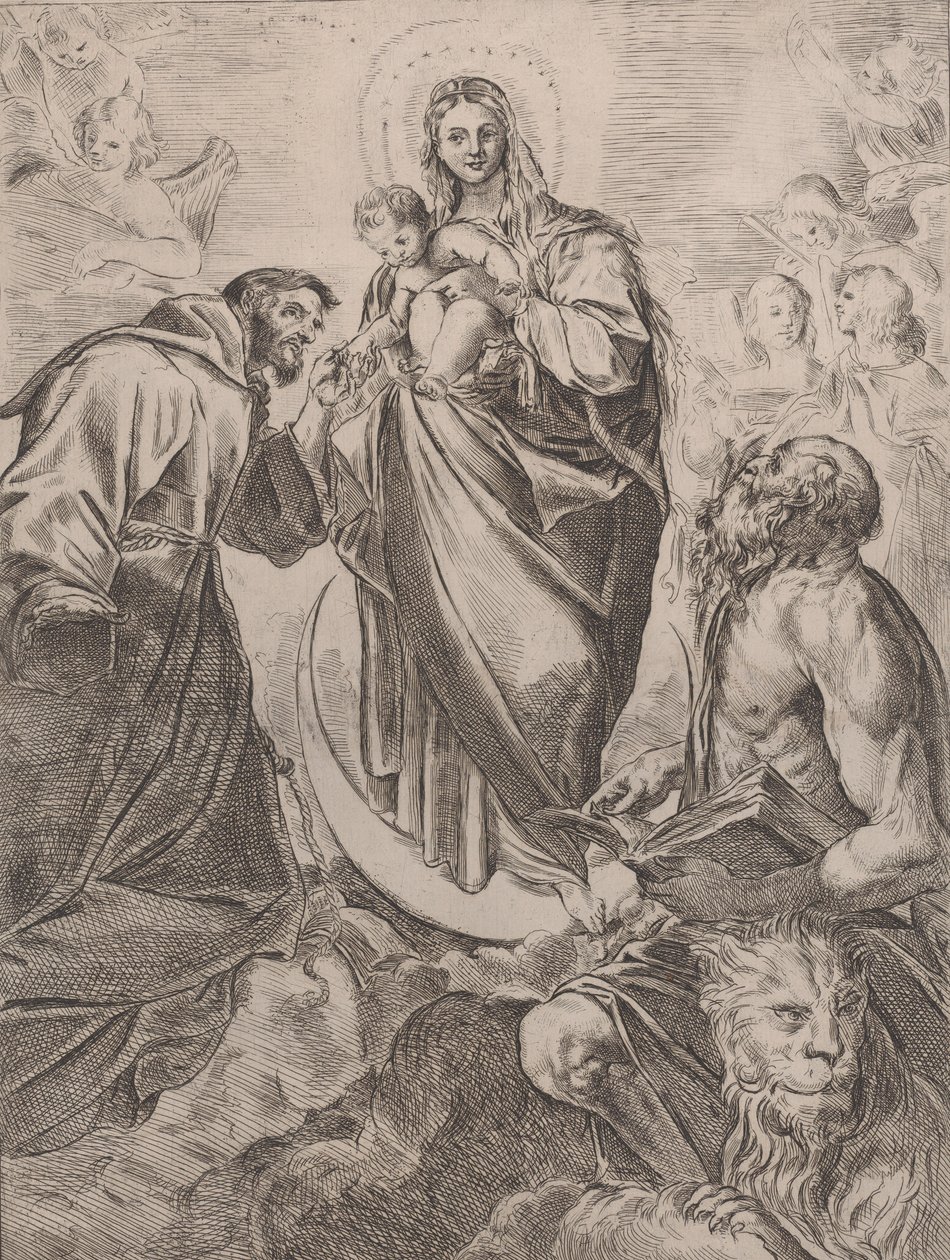 La Vierge avec les saints Jérôme et François, 1660-80 - Girolamo Rossi