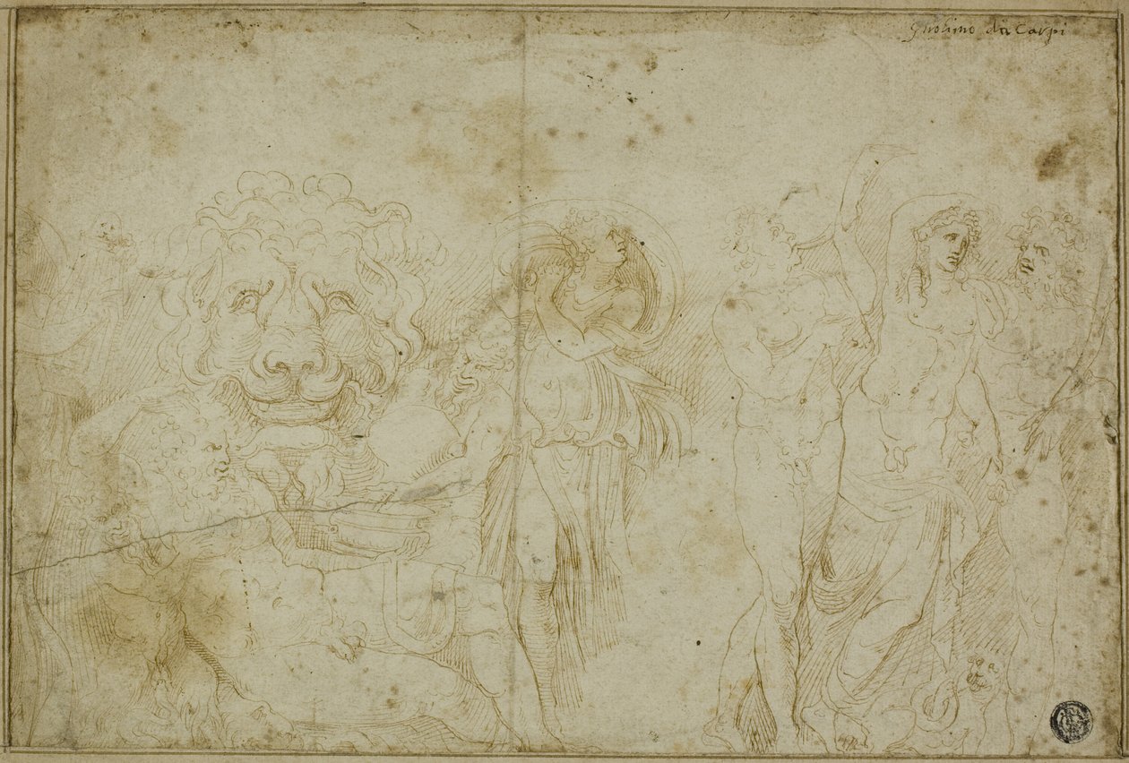 Sarcophage du palais de Blenheim : Bacchanale avec tête de lion - Girolamo da Carpi