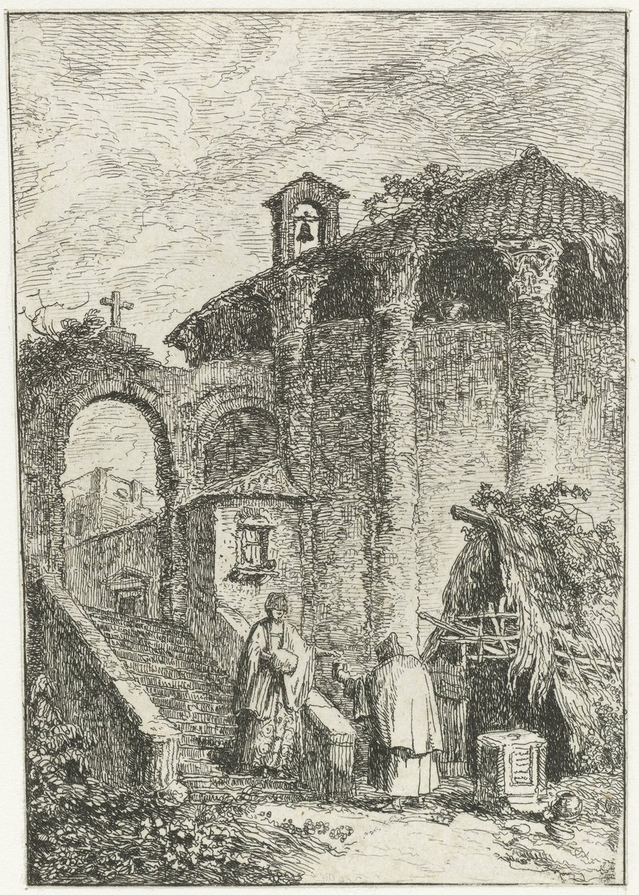 Vue de maisons et de ruines antiques en bordure de ville - Giuliano Giampiccoli