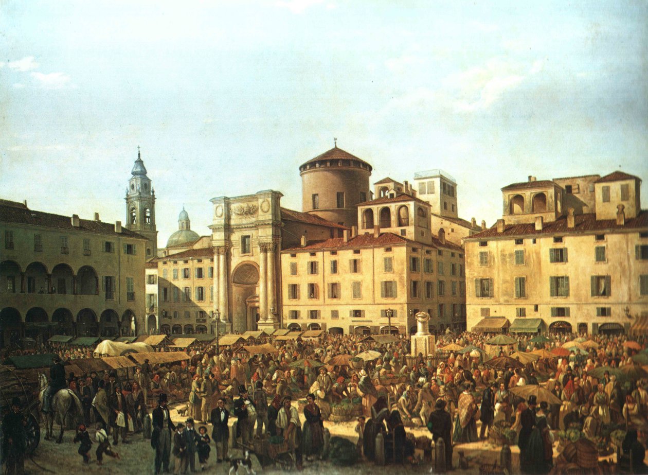 La place de Parme un jour de marché en 1848 - Giulio Carmignani