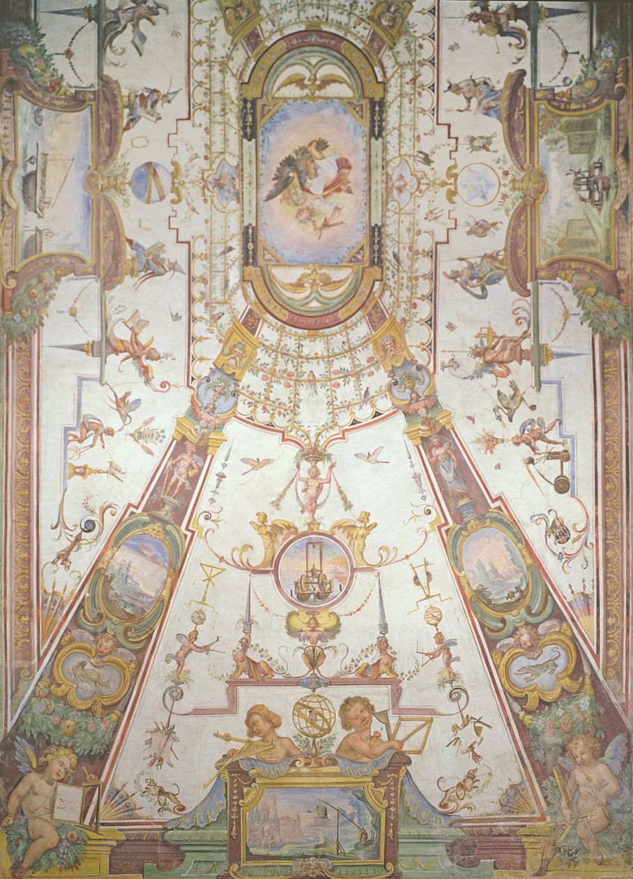 Panneau de plafond du Stanzino delle Matematiche (fresque avec tempera) - Giulio Parigi