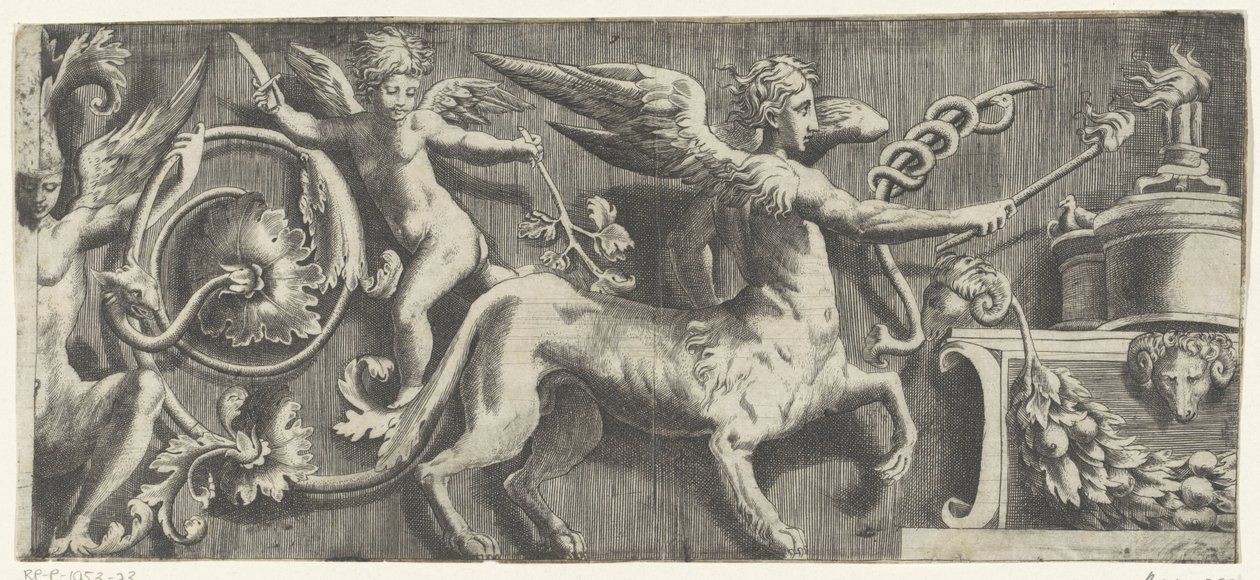 Frise avec sphinx et putto près de l