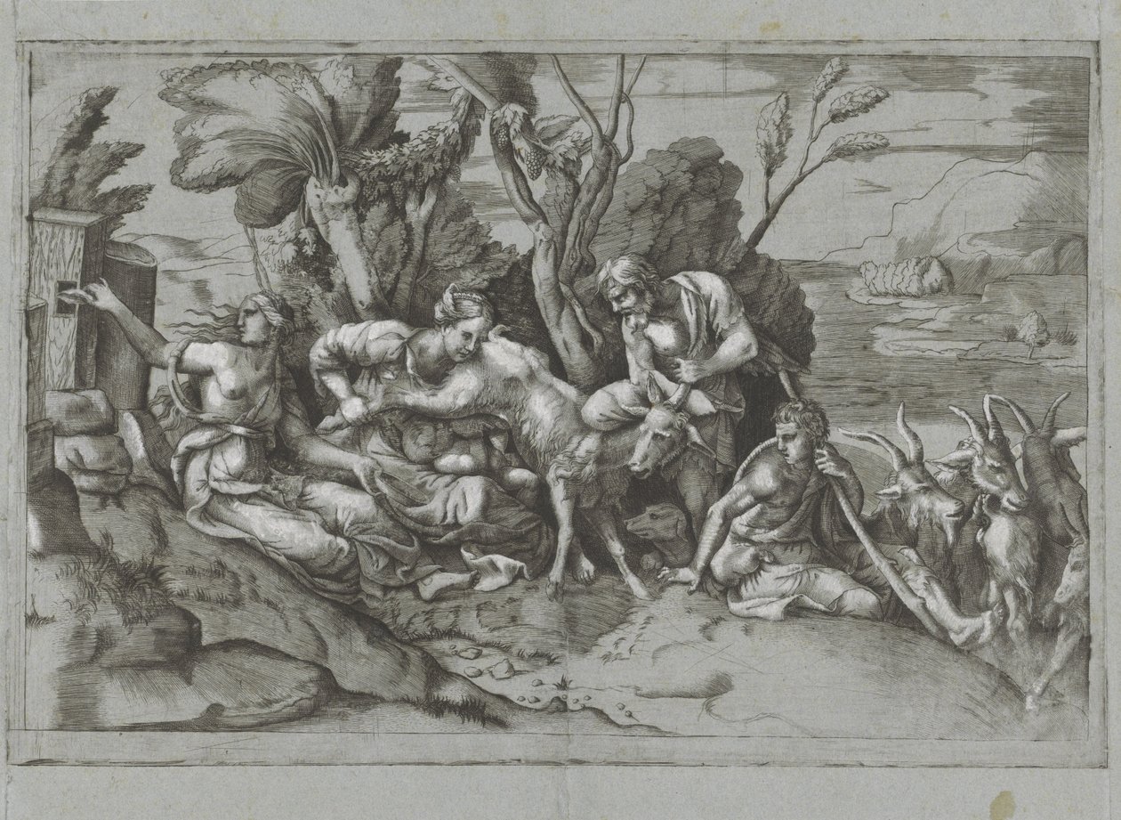 Jupiter nourri par la chèvre Amalthée - Giulio Bonasone