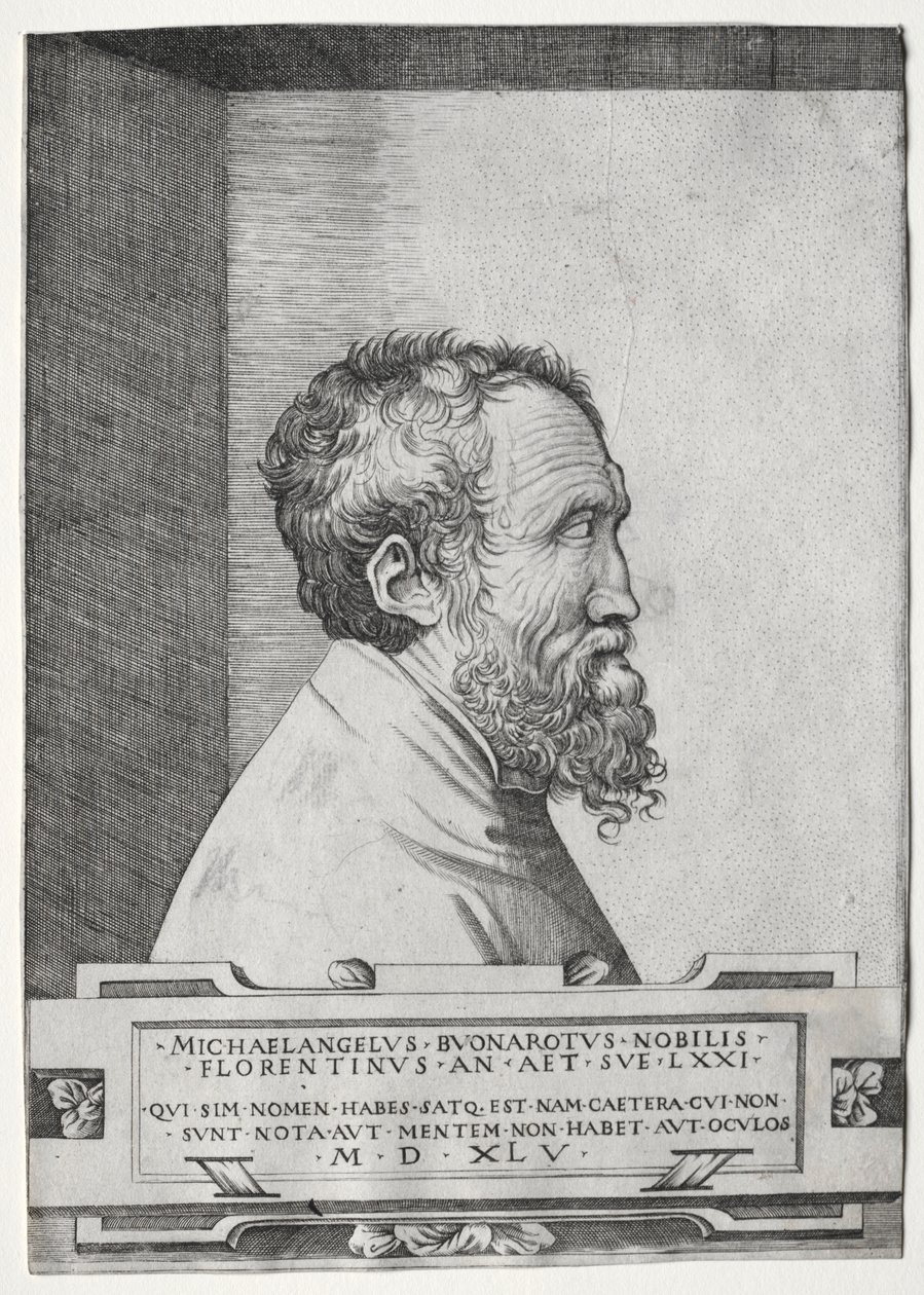 Portrait de Michel-Ange de profil, face à droite - Giulio Bonasone