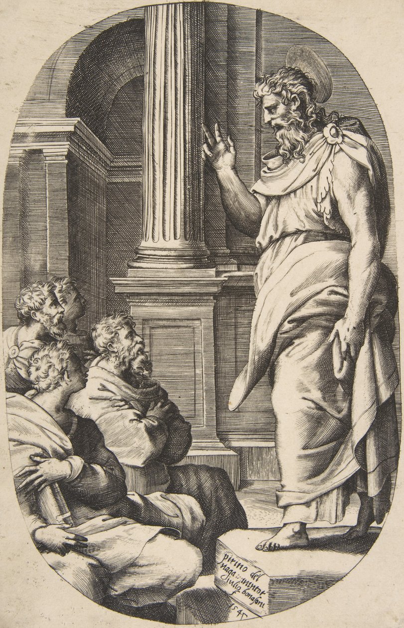 Saint Paul prêchant, composition ovale, 1547 - Giulio Bonasone