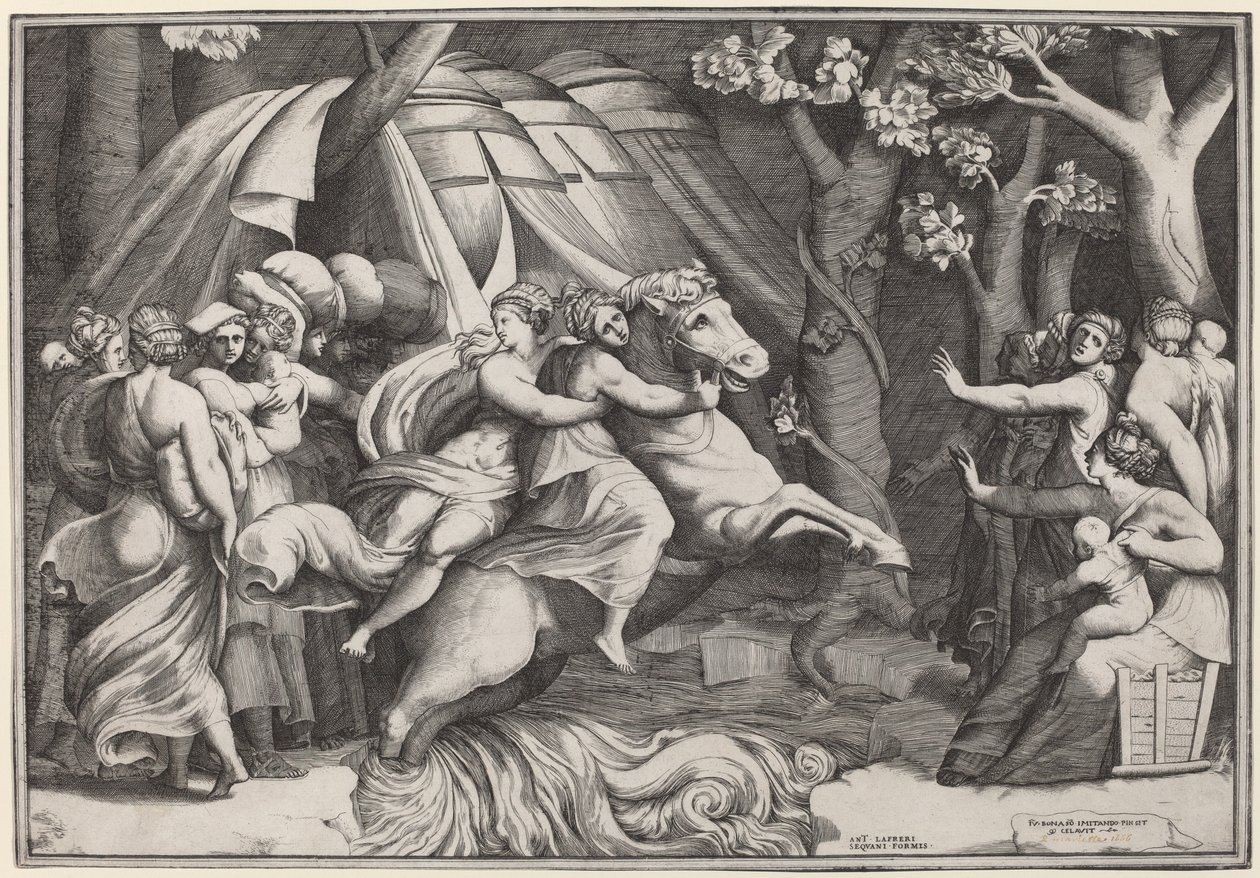 Clélia traversant le Tibre - Giulio Bonasone after Polidoro da Caravaggio