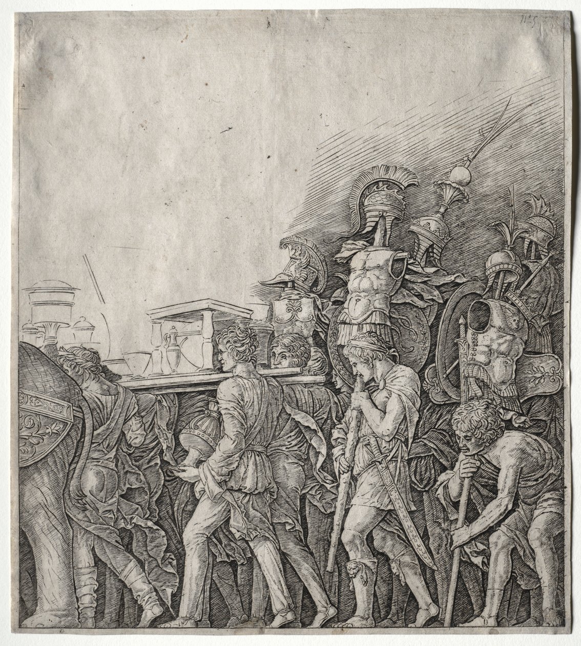 Les Triomphes de César : Les Porteurs de corselet, vers 1498 - Giulio Campagnola