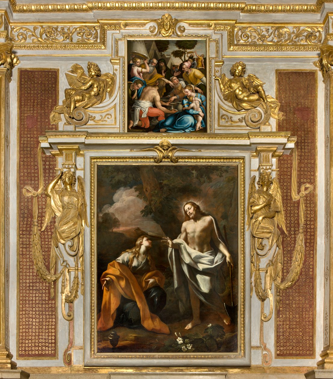 Chapelle du Saint-Sacrement, Première travée côté nord, Noli me tangere, Giovanni Angelo Borroni, Apparition du Christ à Madeleine 1750, Giulio Campi, Récolte de la manne 1569 - Giulio Campi
