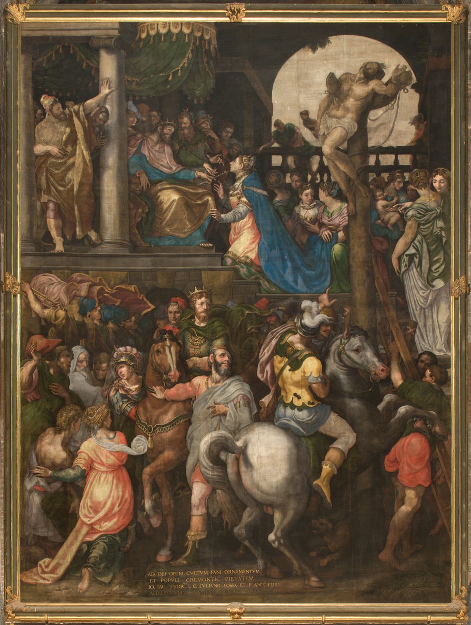 Mur en face de la contre-façade du transept sud, Giuseppe Campi, Triomphe de Mardochée 1567 - Giulio Campi