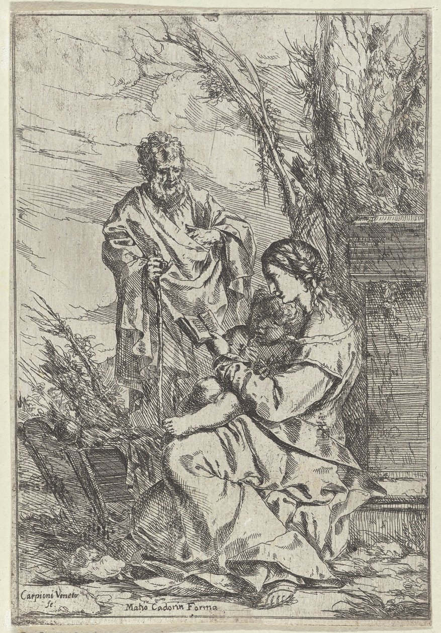 Sainte Famille avec Marie lisant - Giulio Carpioni (I)