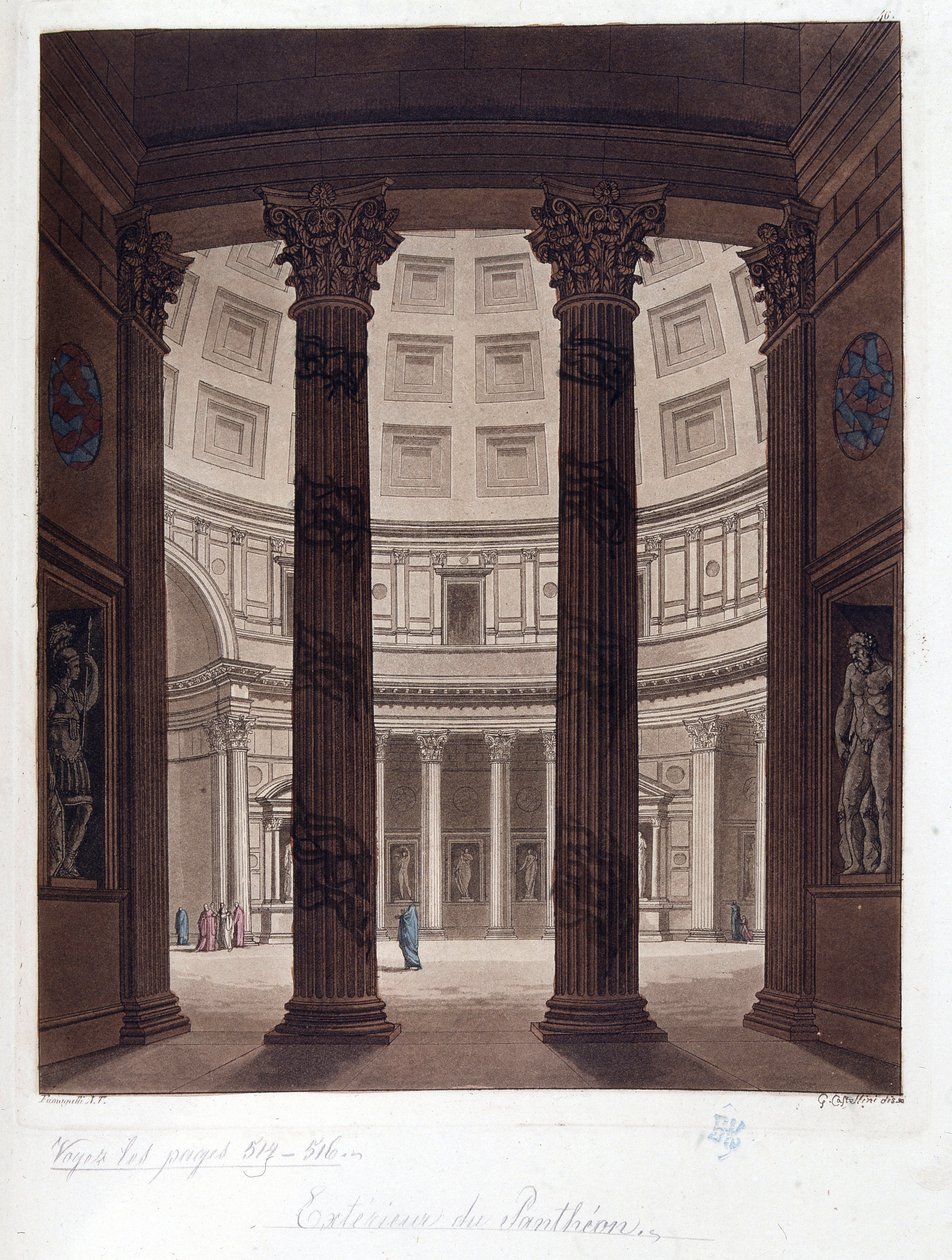 Intérieur du Panthéon de Rome - dans "Le costume ancien et moderne", de Dr. Jules Ferrario, éd. Milan - Giulio Ferrario