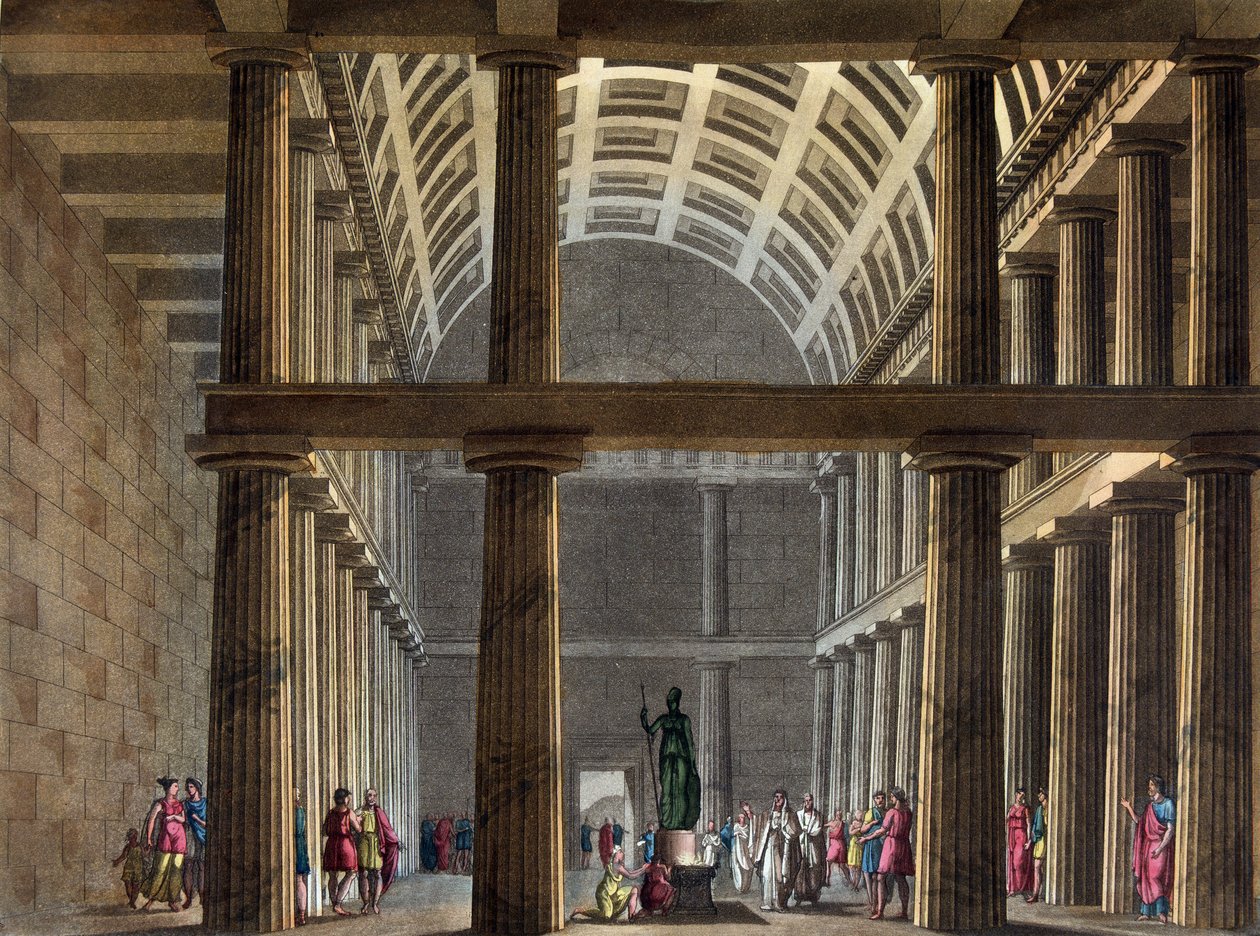 Intérieur du Parthénon, début du 19e siècle - dans « Le costume ancien et moderne » par Jules Ferrario - Giulio Ferrario