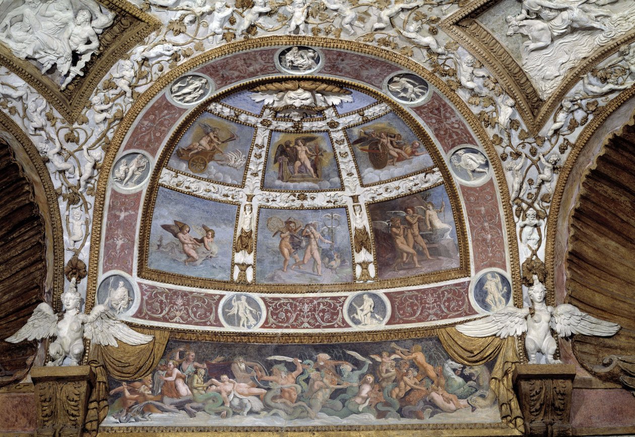 Médaillon du plafond de la Salle des Aigles du Palais du Té à Mantoue - Giulio Romano