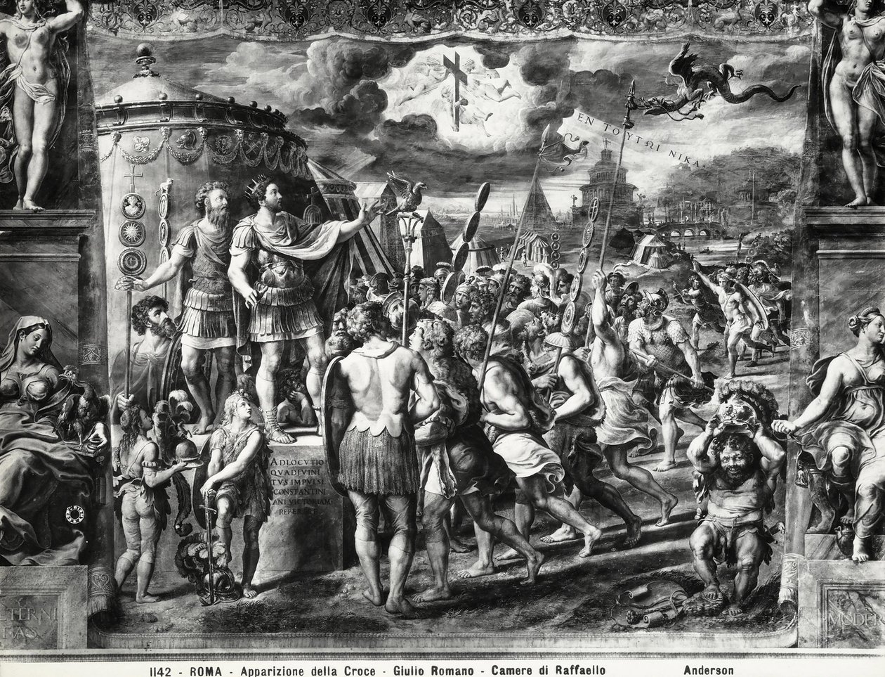 Vision de la Croix de Constantin, de la Sala di Costantino, Chambres de Raphaël - Giulio Romano