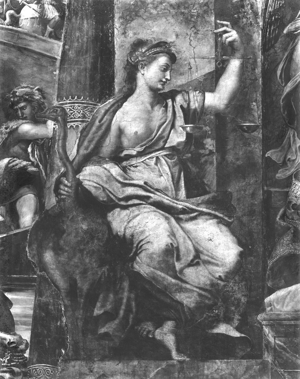 Justice, une des deux Vertus entourant le Pape Saint Urbain Ier (d.230) Chambres de Raphaël (détail) - Giulio Romano