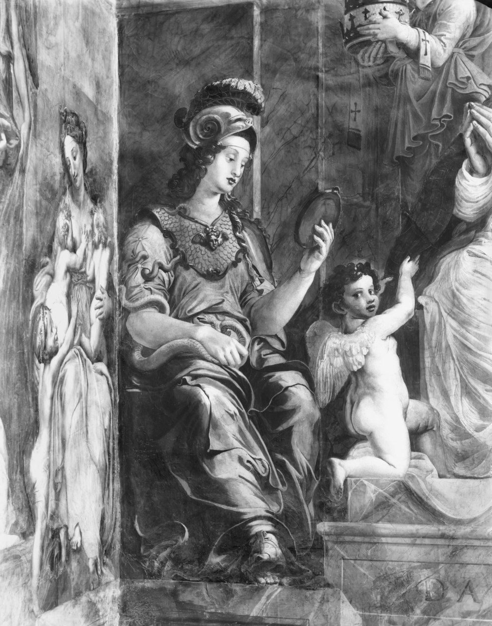 Prudence assise à côté du pape Damase I (c.304-384) (détail) - Giulio Romano