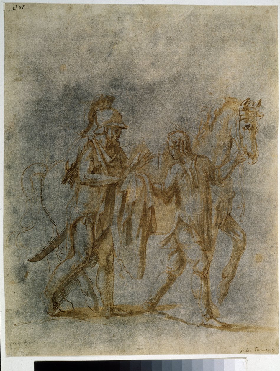 Saint Martin et le mendiant, aquarelle et encre de Giulio Pippi de