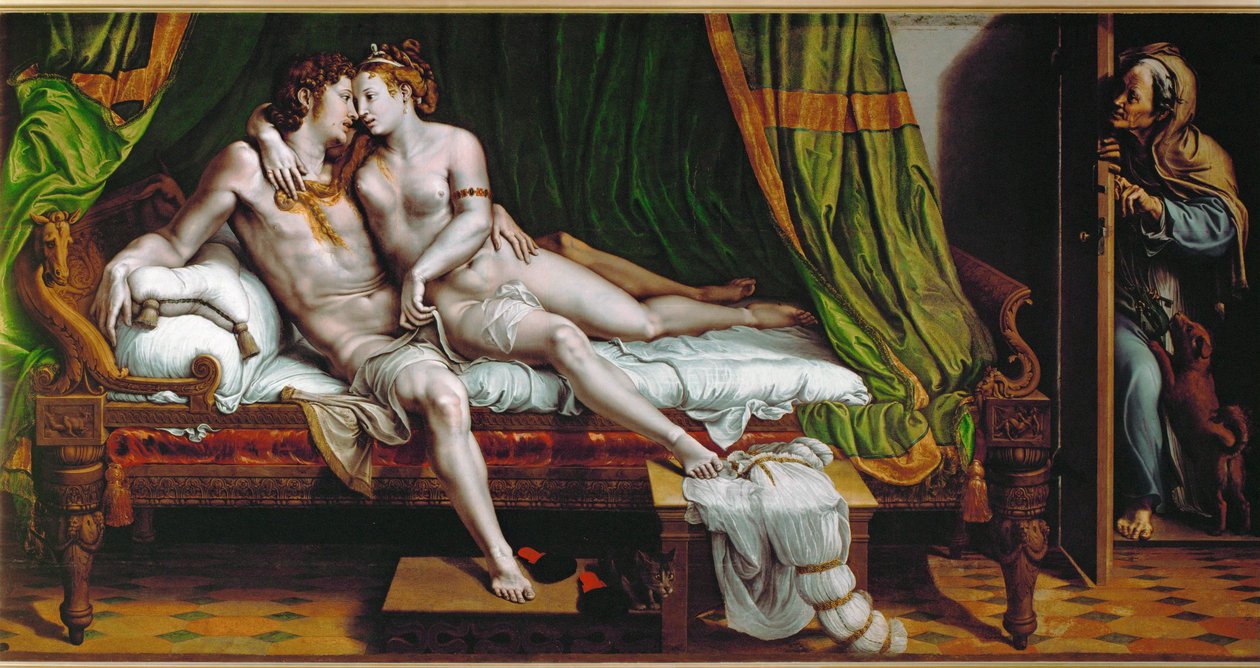 Les amants (peinture sur toile) - Giulio Romano