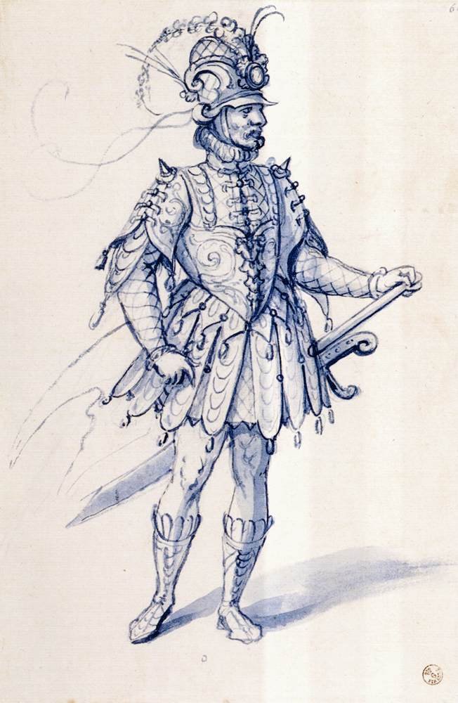 Dessin de costume pour un chevalier | Giuseppe Arcimboldo