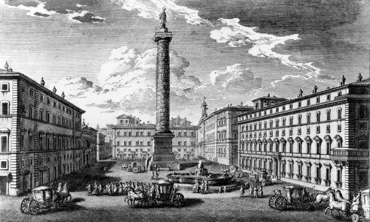 Vue de la Piazza Colonna, Rome, 1752 - Giuseppe Vasi