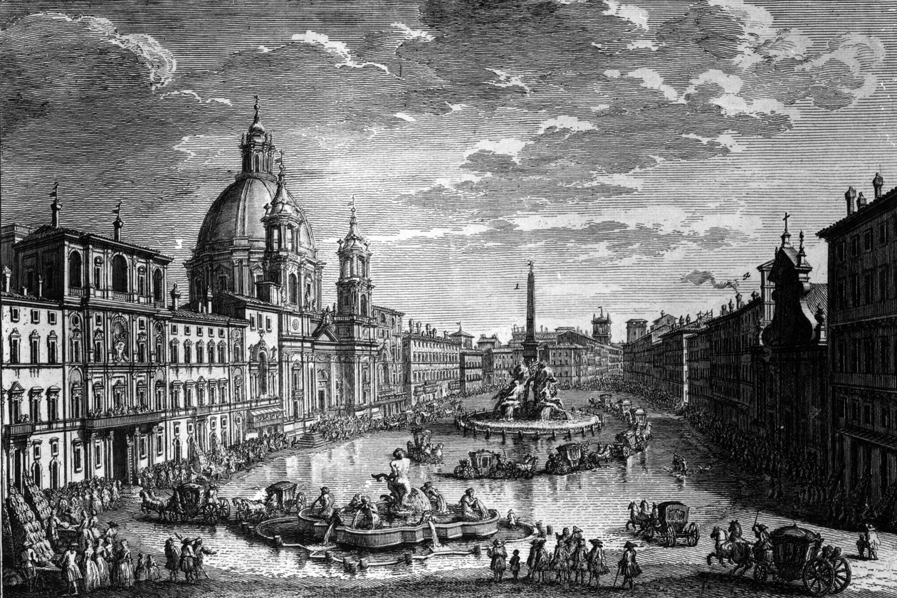 Vue de la Piazza Navona pendant la fête de Ferragosto, 1752 - Giuseppe Vasi