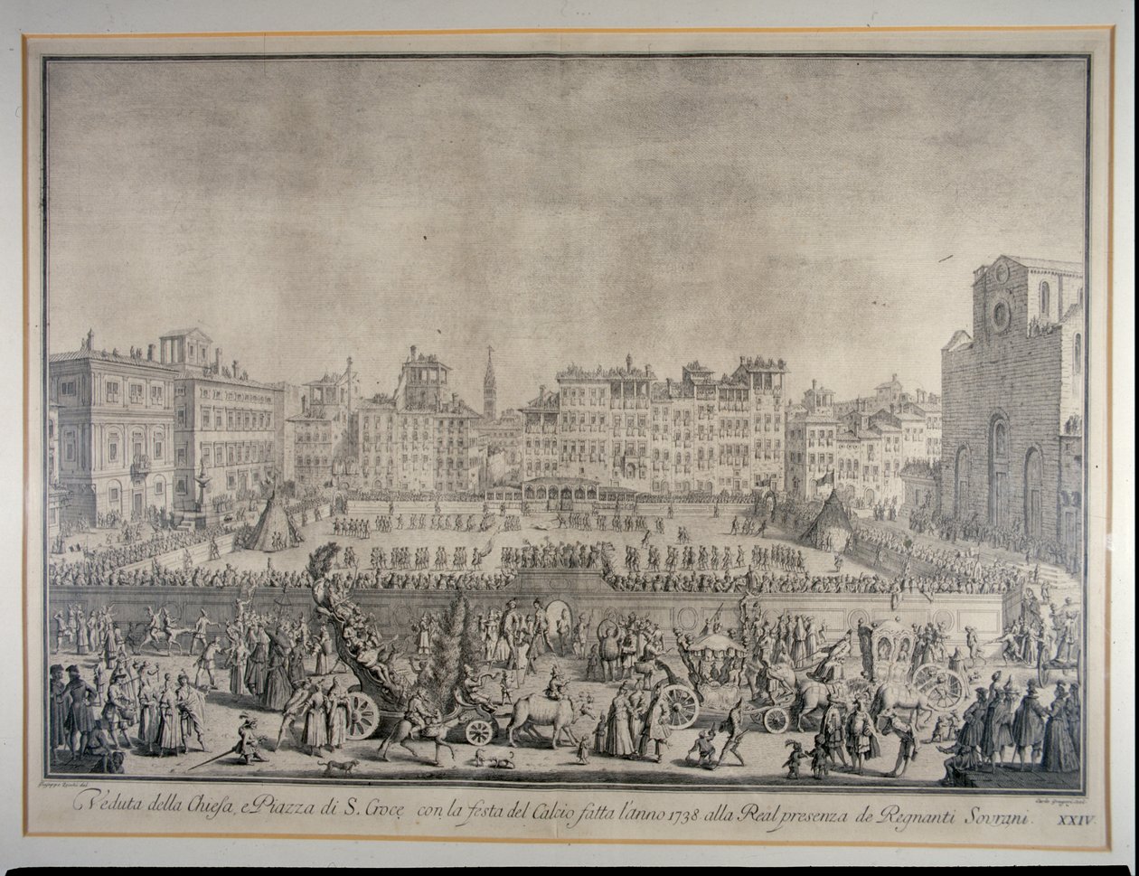 La Festa del Calcio sur la Piazza Santa Croce, gravé par Carlo Gregori (1719-59) 1738 - Giuseppe Zocchi