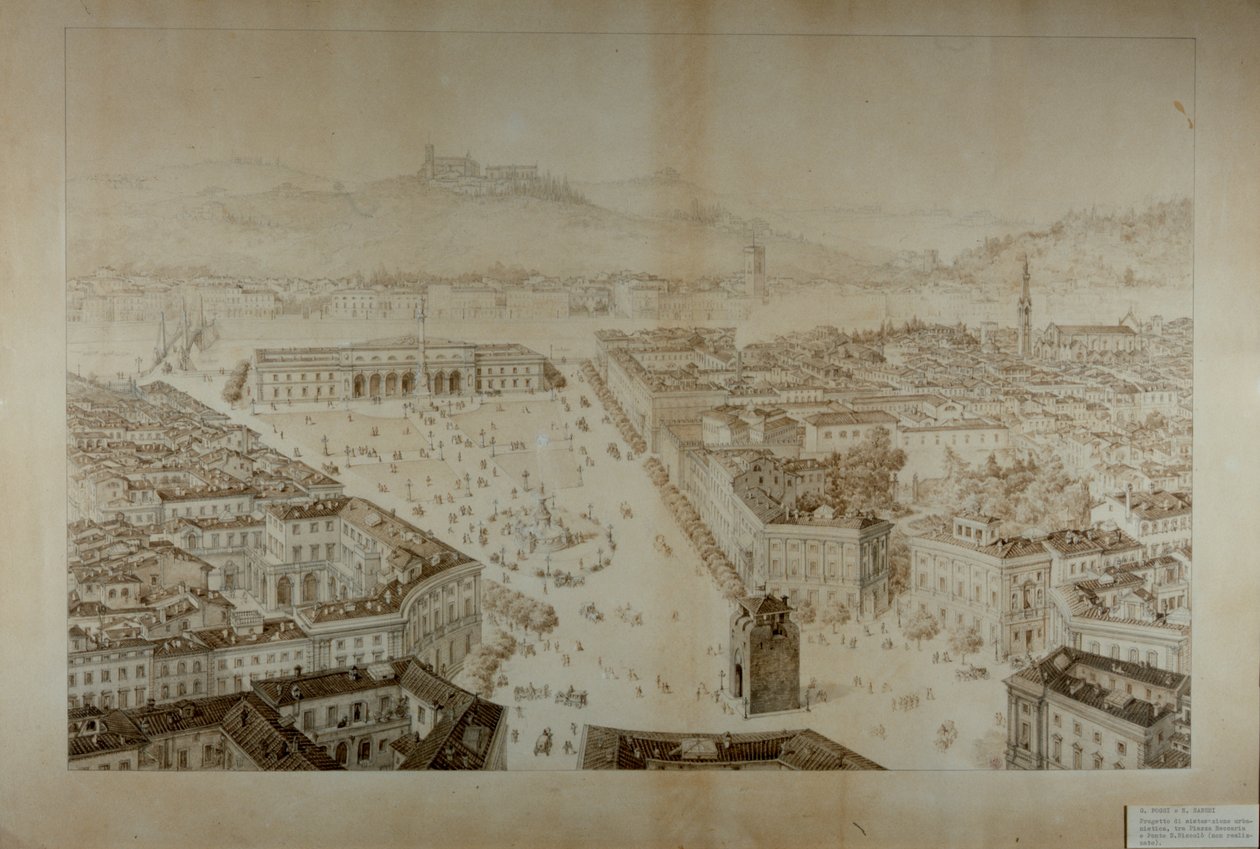 Projet de développement proposé, entre la Piazza Beccaria et le Ponte San Niccolo, Florence - Giuseppe and Sanesi, Nicola Poggi